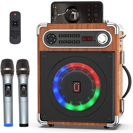 Karaoke Machine with 2 Wireless Microphones Bluetooth Speaker System W1084