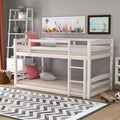 Twin Over Twin Floor Bunk Beds with Ladder and Guardrail W423