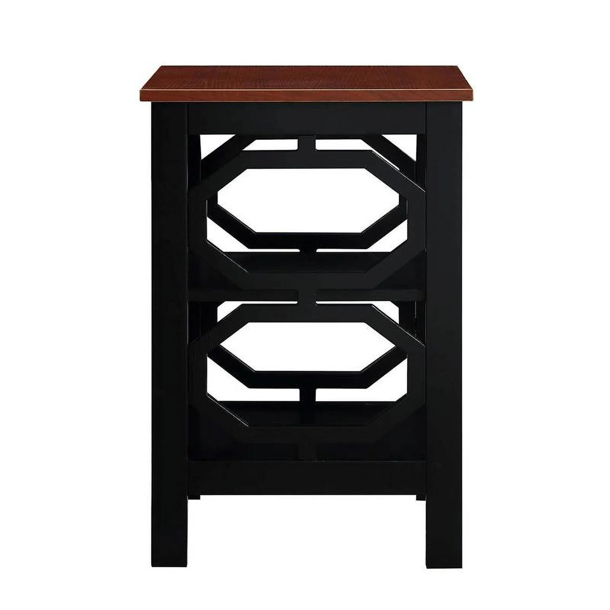 Cherry and Black Wood End Table S833360