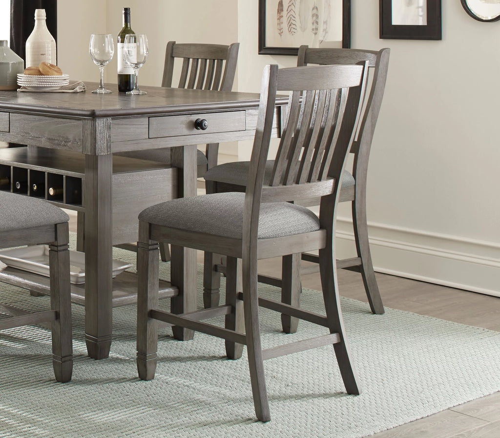 Antique Gray Counter Height Wooden Chairs 2Pc Set M897