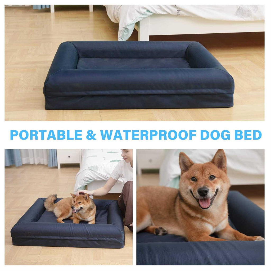 Waterproof Washable Dog Bed with Removable Cover and Bolster U6744
