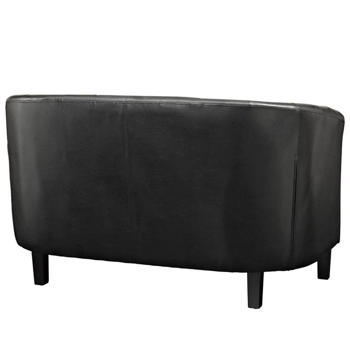 Black Faux Leather Tufted Loveseat C3557