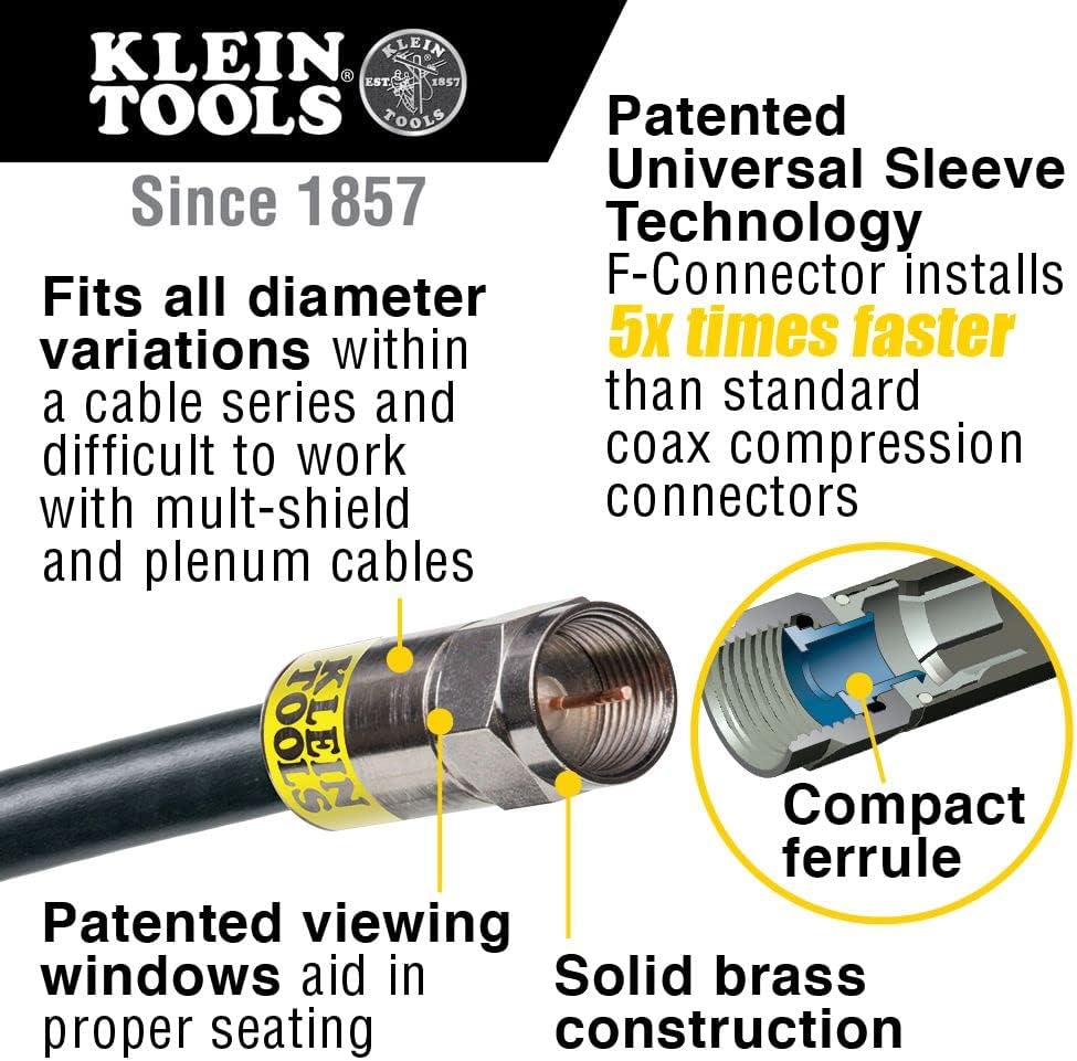 Coax Installation Kit with Crimp Tool, Cable Cutter, Stripper and F Connectors with Storage Bag Y430