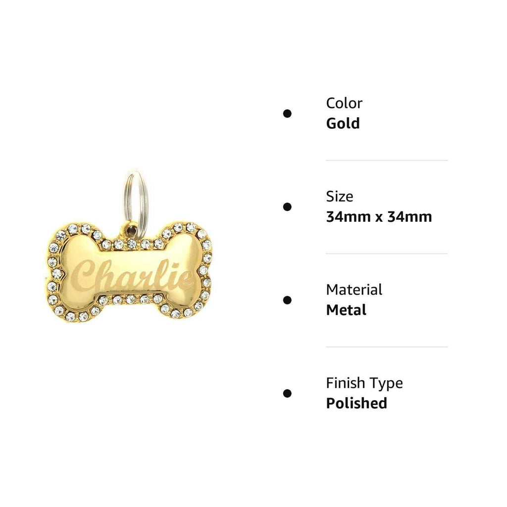 Gold-Plated Bone Shape Dog Pet ID Tag L8240
