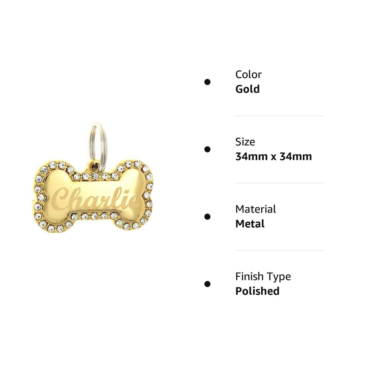 Gold-Plated Bone Shape Dog Pet ID Tag L8240