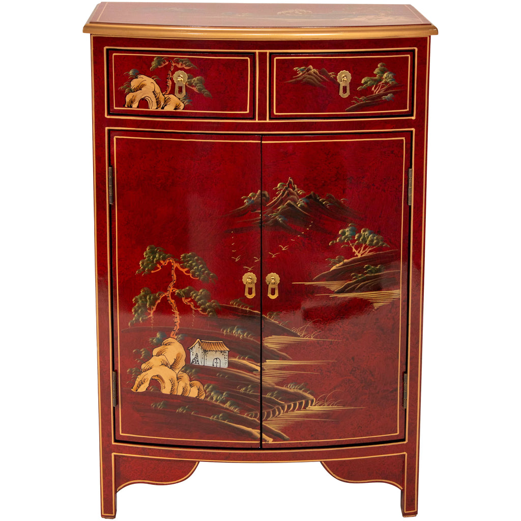 Red Lacquer Half-Round Cabinet T3330