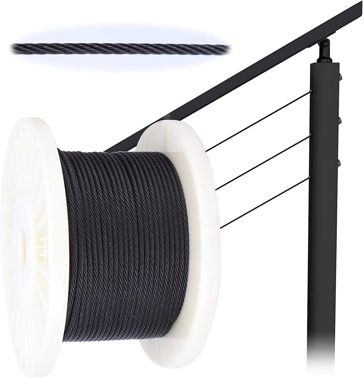 Black Wire Rope Cable Railing T316 Stainless Steel E922