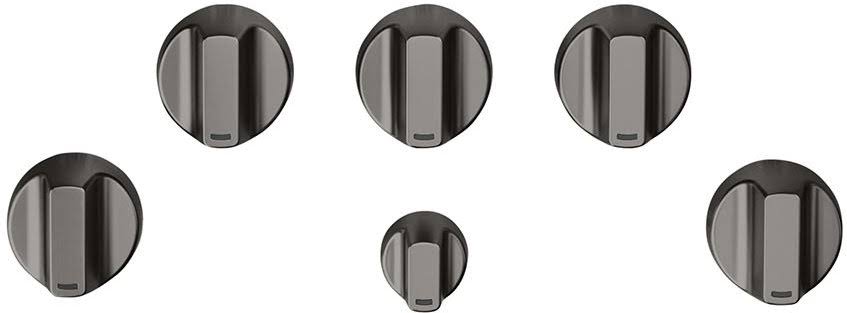 5 Brushed Black Gas Cooktop Knobs E6176