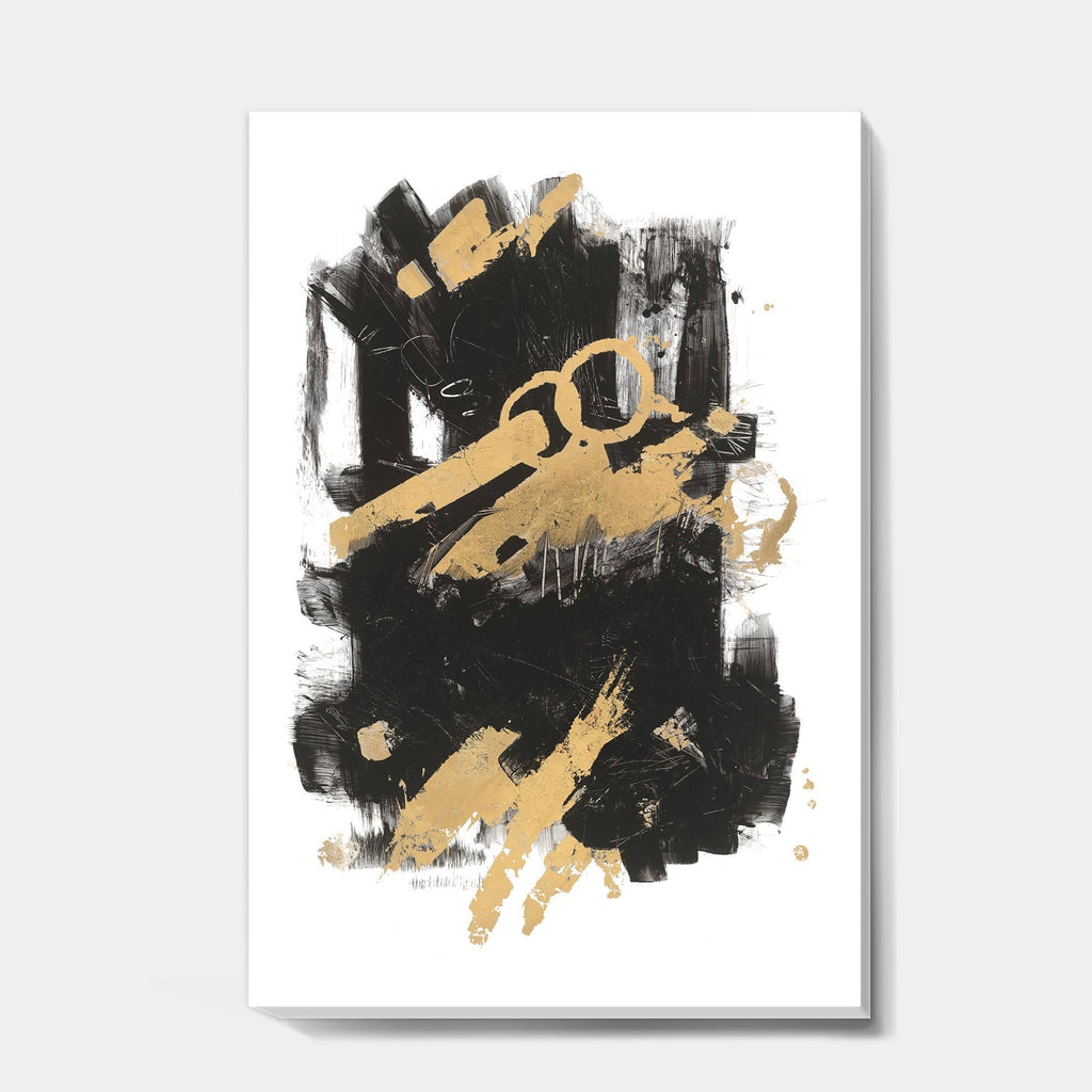 Gold and Black Modern Glam Canvas Artwork Print - 44 in. Wide x 34 in. High G746