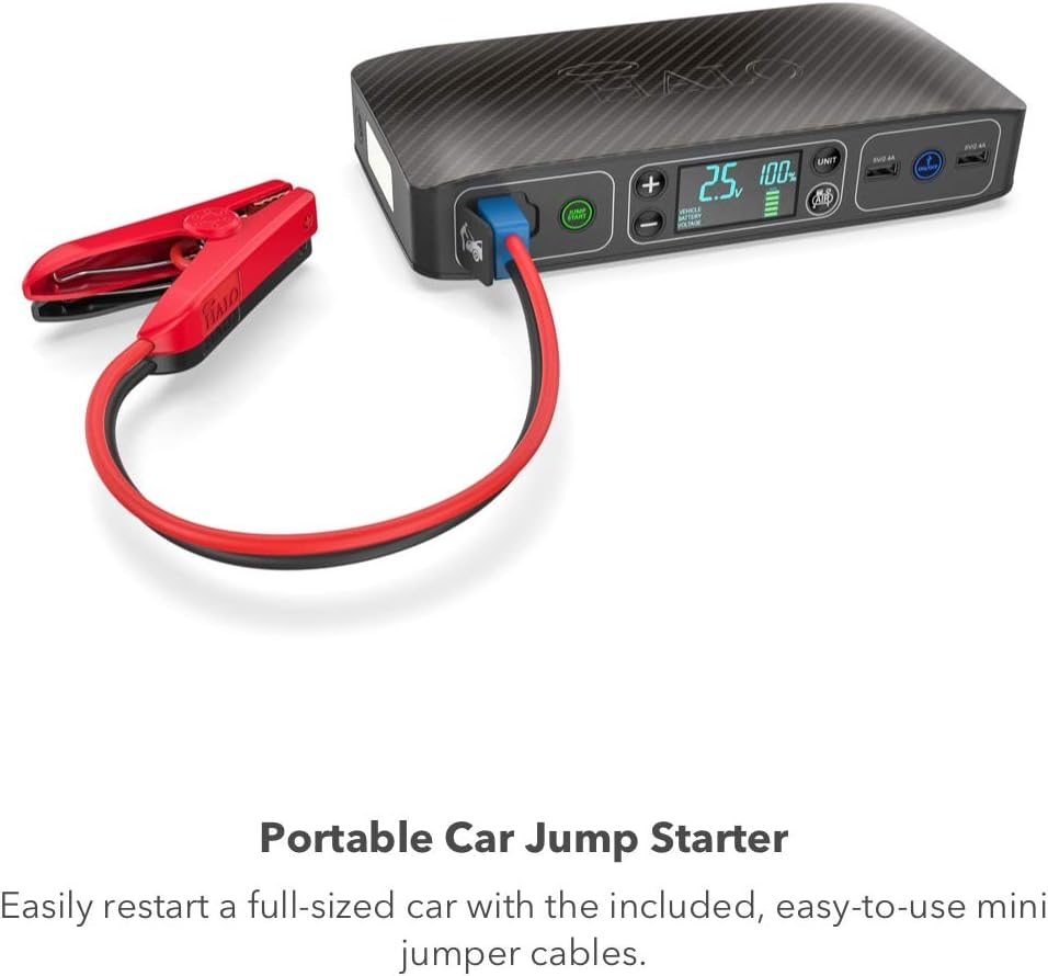Rose Gold Portable Emergency Power Kit with Tire Pump and Car Jump Starter L4993