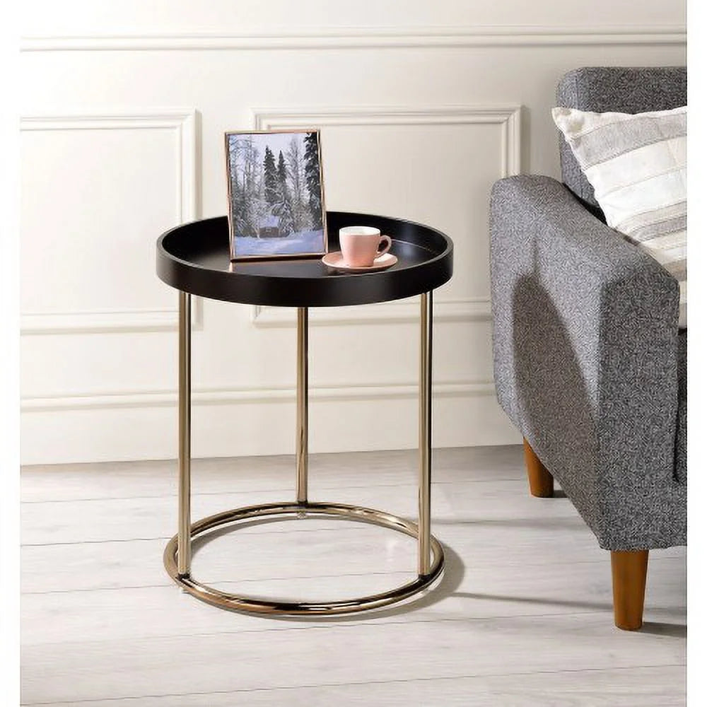 Espresso Mid-Century Side Table with Copper Legs K4082