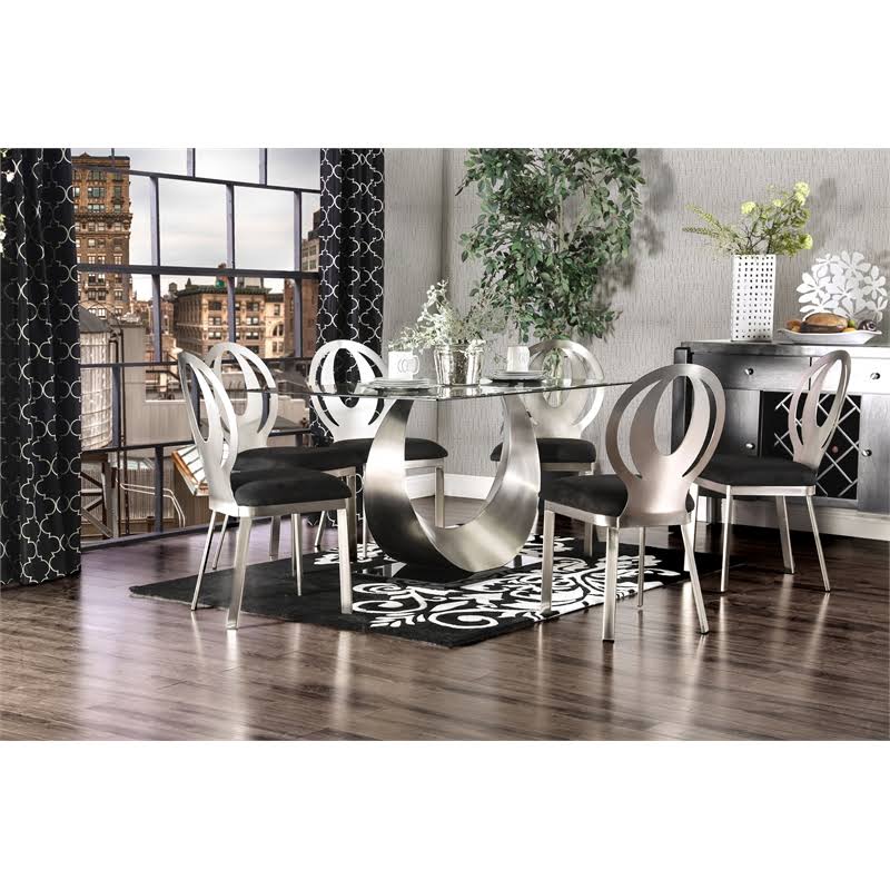 Metal Dining Chair in Silver (Set of 2) N158
