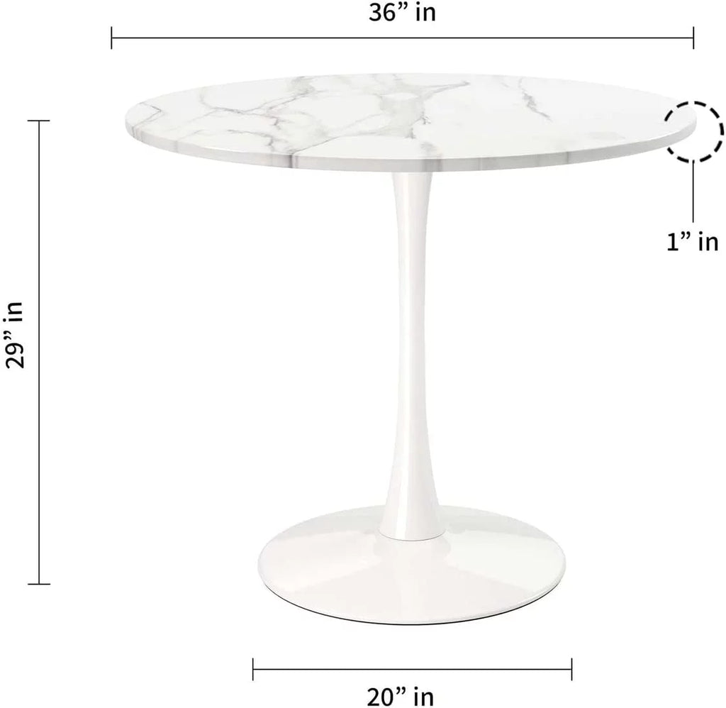 White Wood and Marble Dining Table B76032