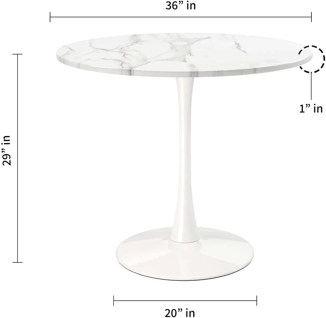 White Wood and Marble Dining Table B76032