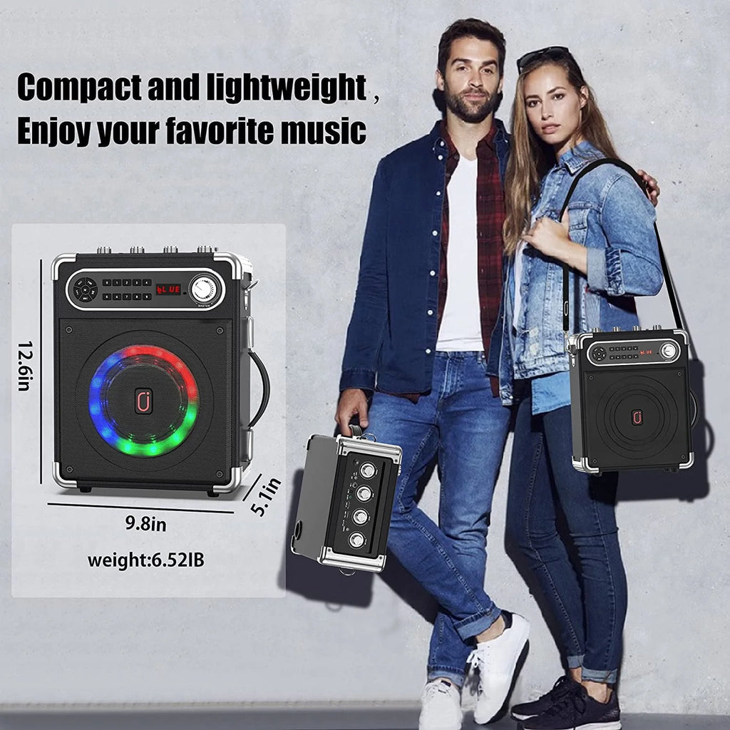 Karaoke Machine with 2 Wireless Microphones Bluetooth Speaker System W1084