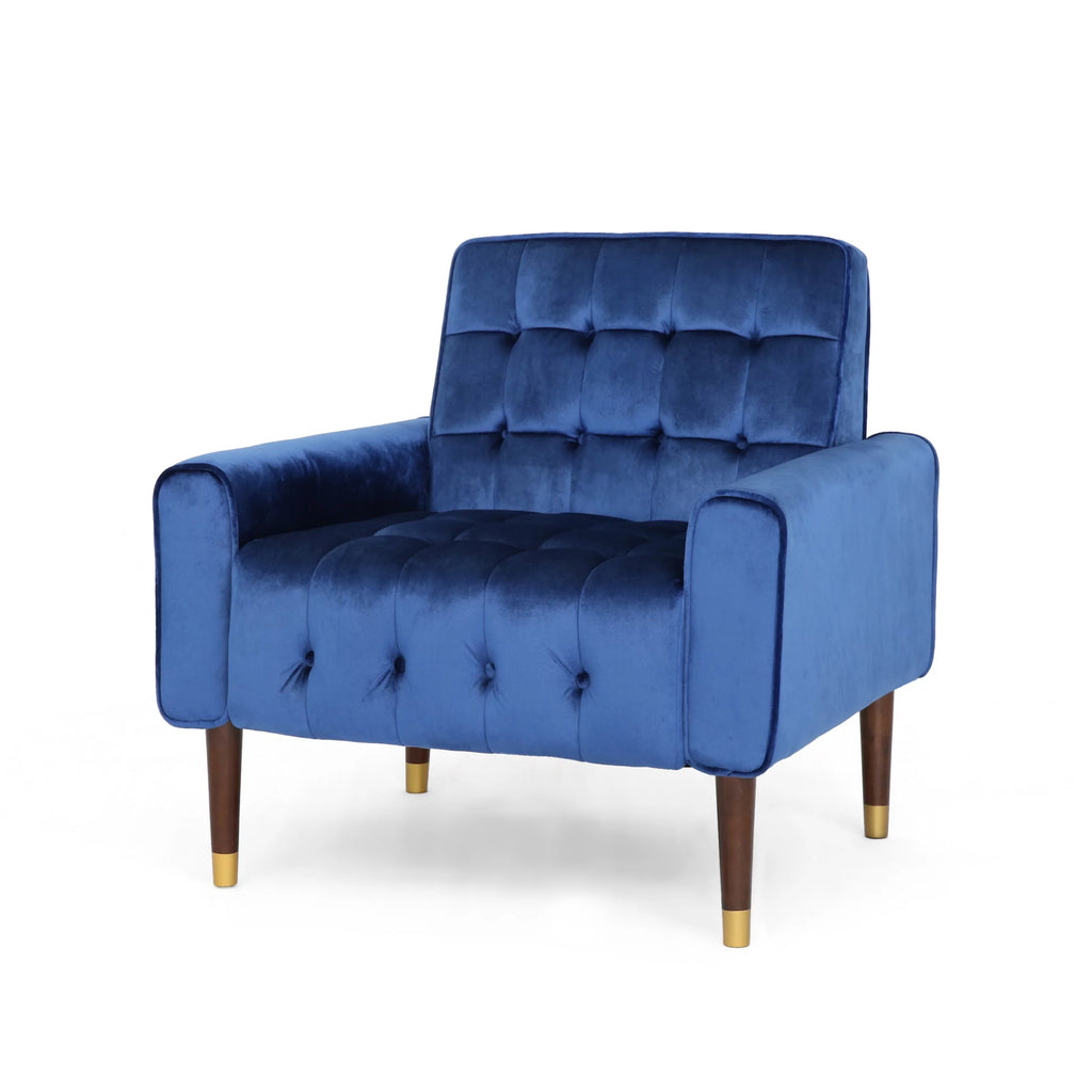 Navy Blue Velvet Tufted Armchair S710699