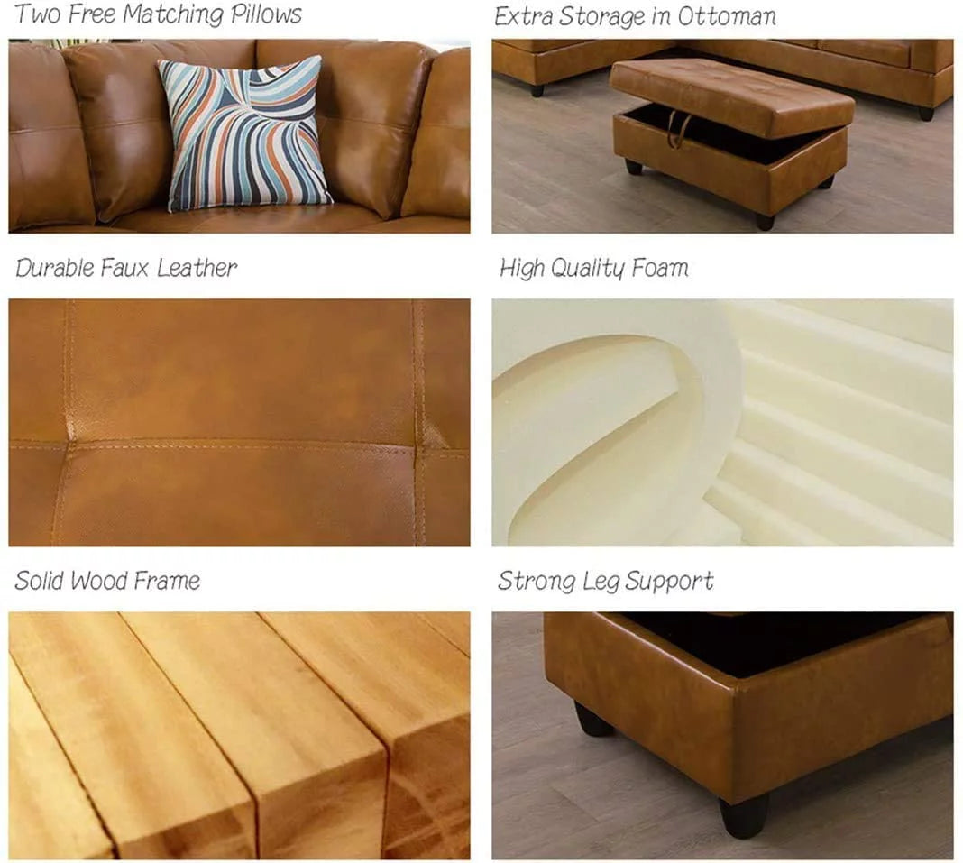 Leather L Shape Sectional Sofa Set C8196