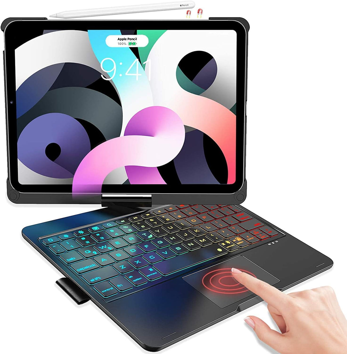 Black Backlit Keyboard Case for iPad Pro 11 inch with Trackpad and Pencil Holder N988