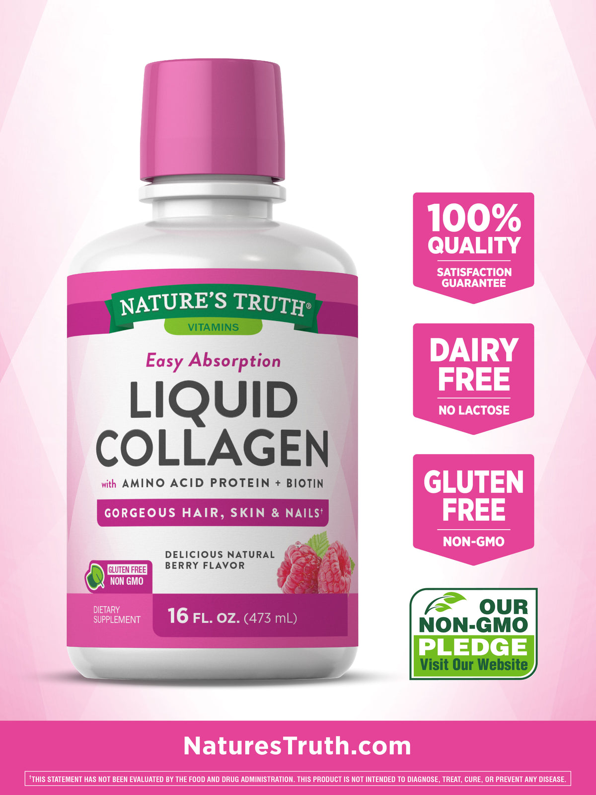 Liquid Collagen Supplement, 16 oz, Natural Berry Flavor C6130