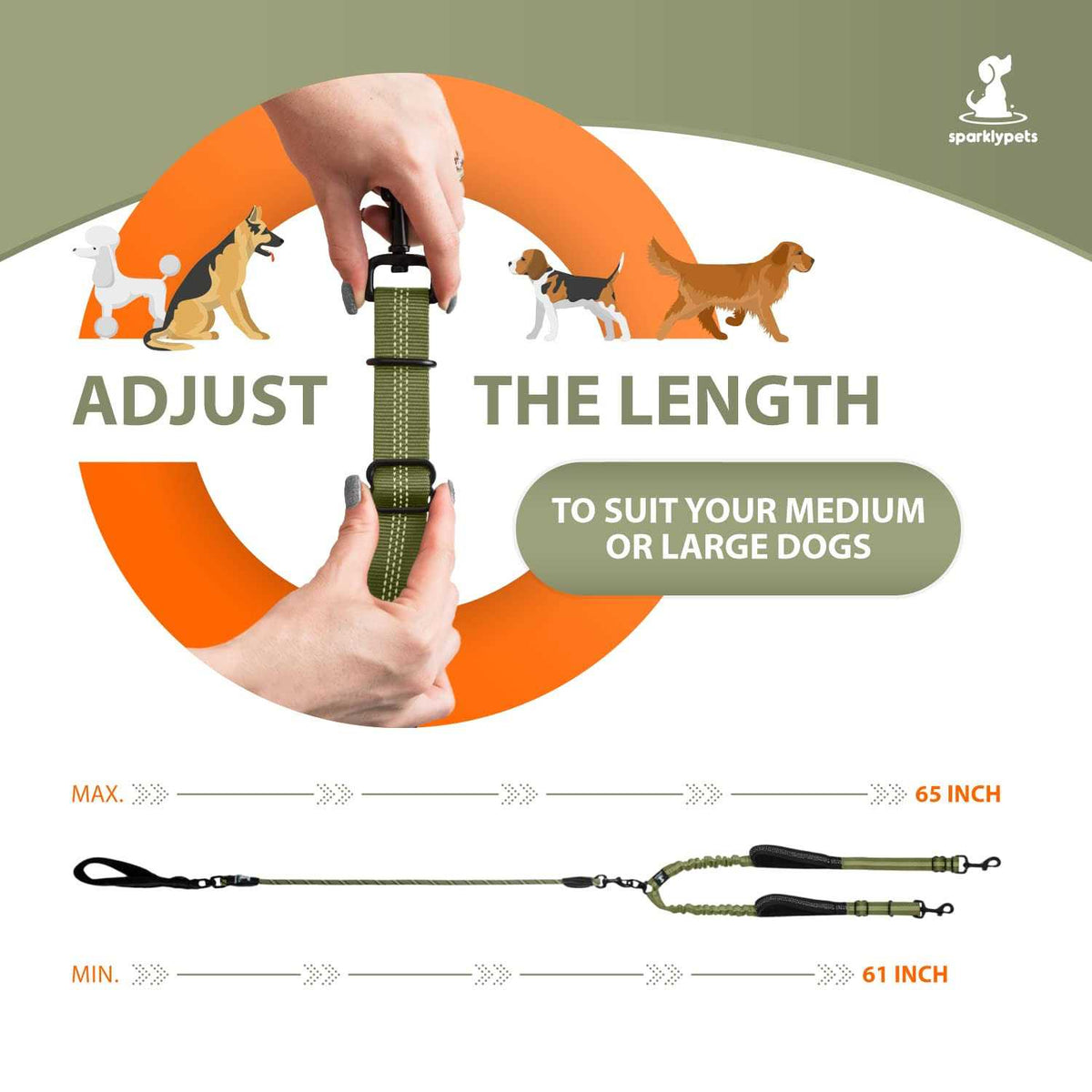 Double Dog Leash for 2 Dogs with Padded Handles P207