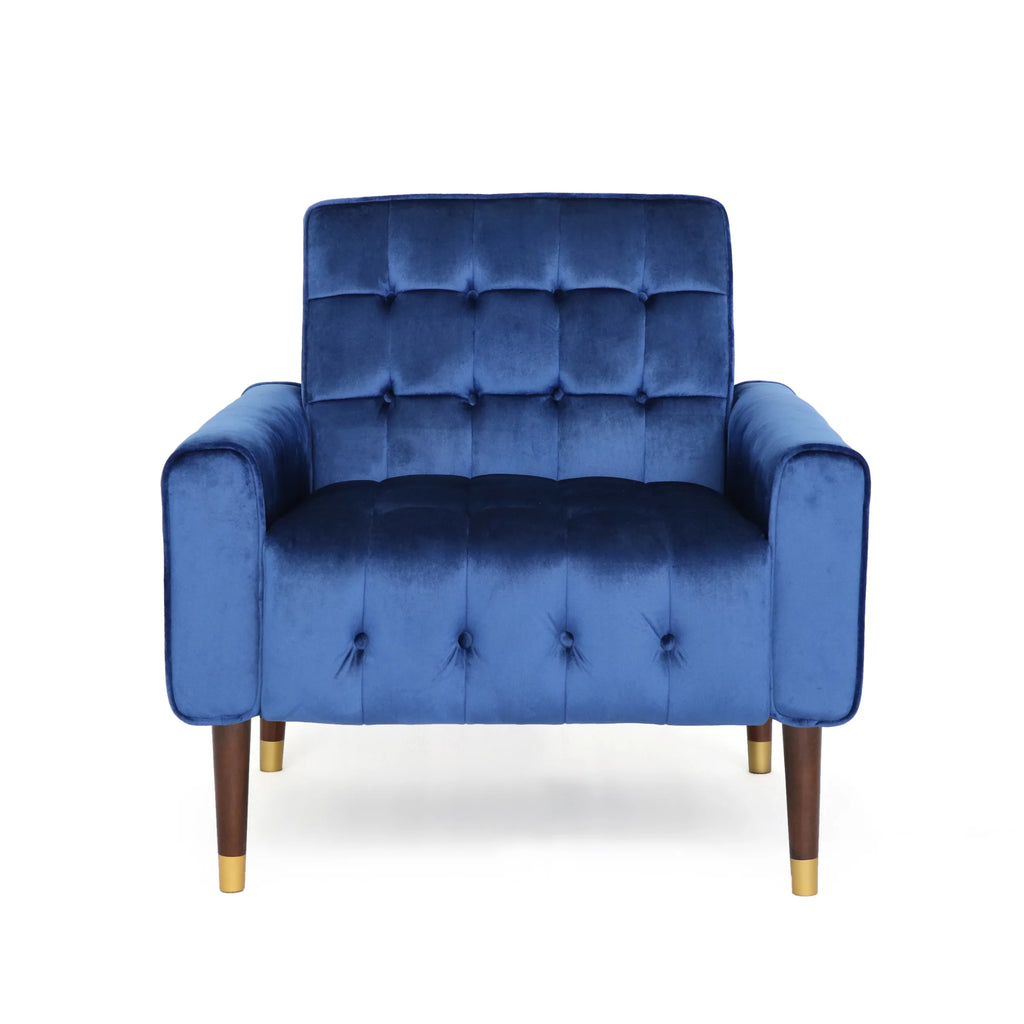 Navy Blue Velvet Tufted Armchair S710699