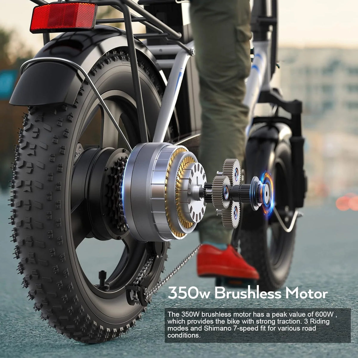 350W Folding Electric Bike 16 x 3.0 Fat Tire L499469