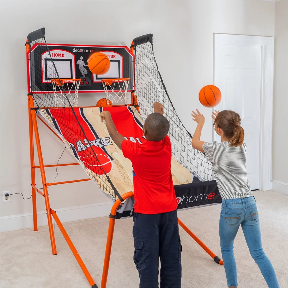 Arcade Basketball Game, Indoor 1-4 Player, LED Scoreboard, 8 Game Modes, 5 Balls Y779247