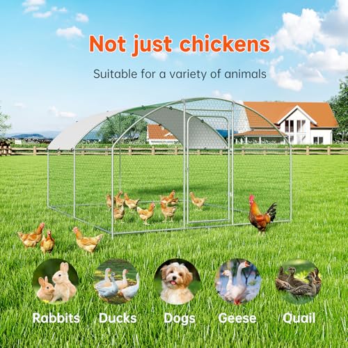 Large Metal Chicken Coop with Anti-UV Cover N78256