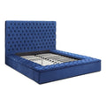 Blue Velvet Upholstered Platform King Bed D7572