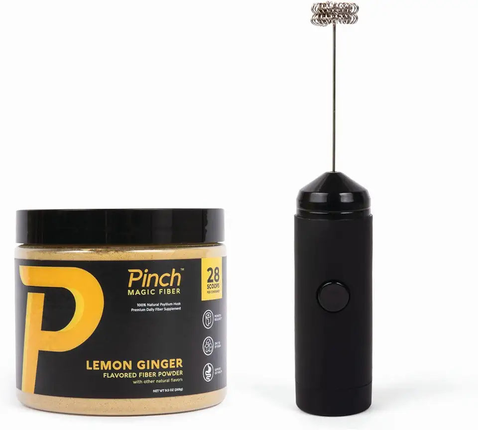 Lemon Ginger Prebiotic Fiber Supplement and Portable Hand Mixer Set P904