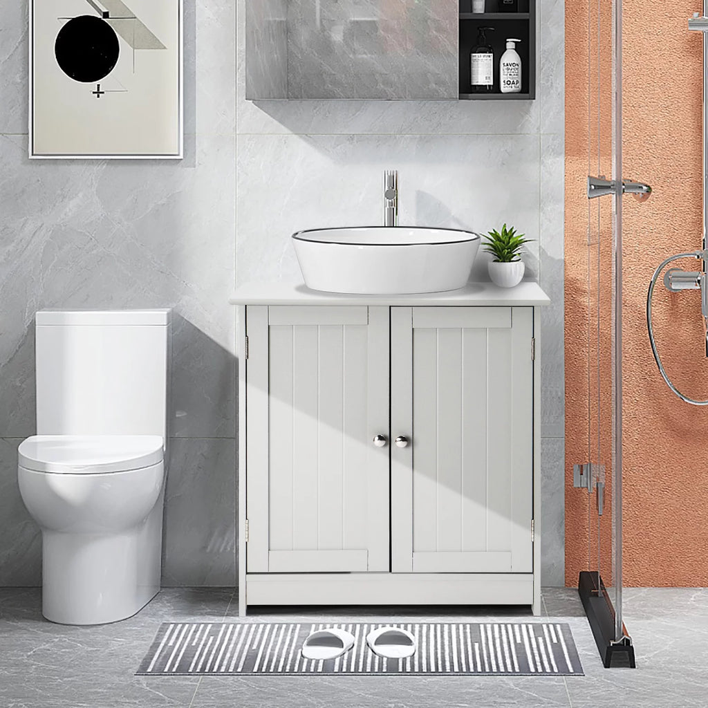 White Free Standing Bathroom Cabinet with 2 Doors H26663