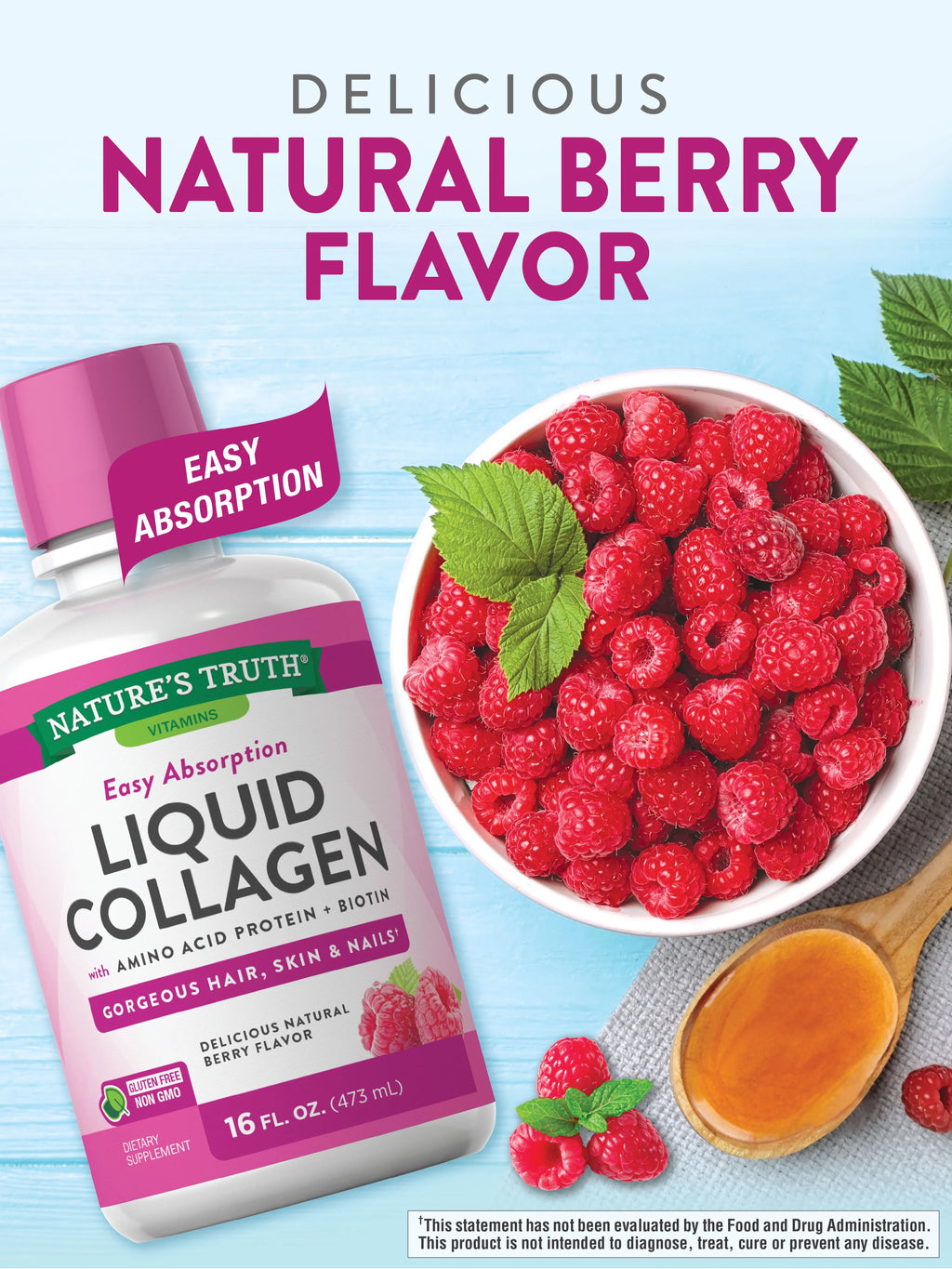 Liquid Collagen Supplement, 16 oz, Natural Berry Flavor C6130
