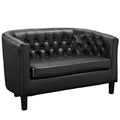 Black Faux Leather Tufted Loveseat C3557