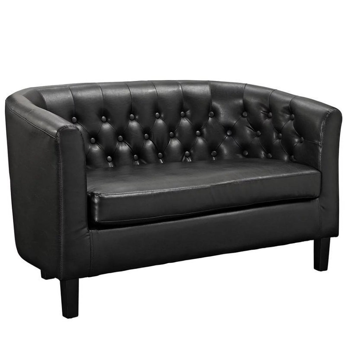 Black Faux Leather Tufted Loveseat C3557