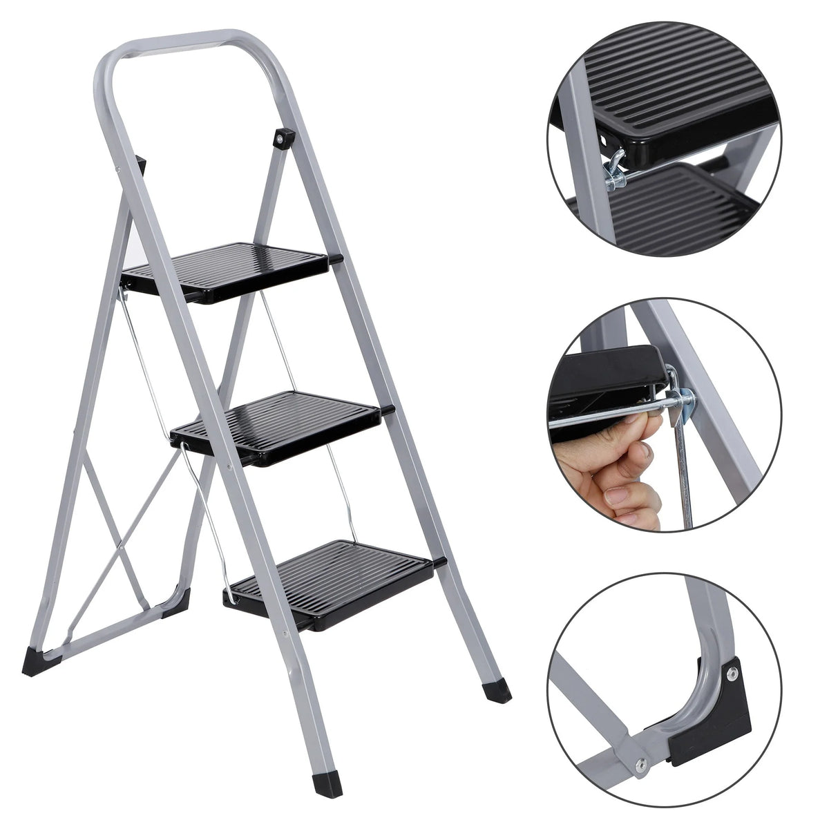 3 Step Folding Step Stool 330lbs Capacity D5303