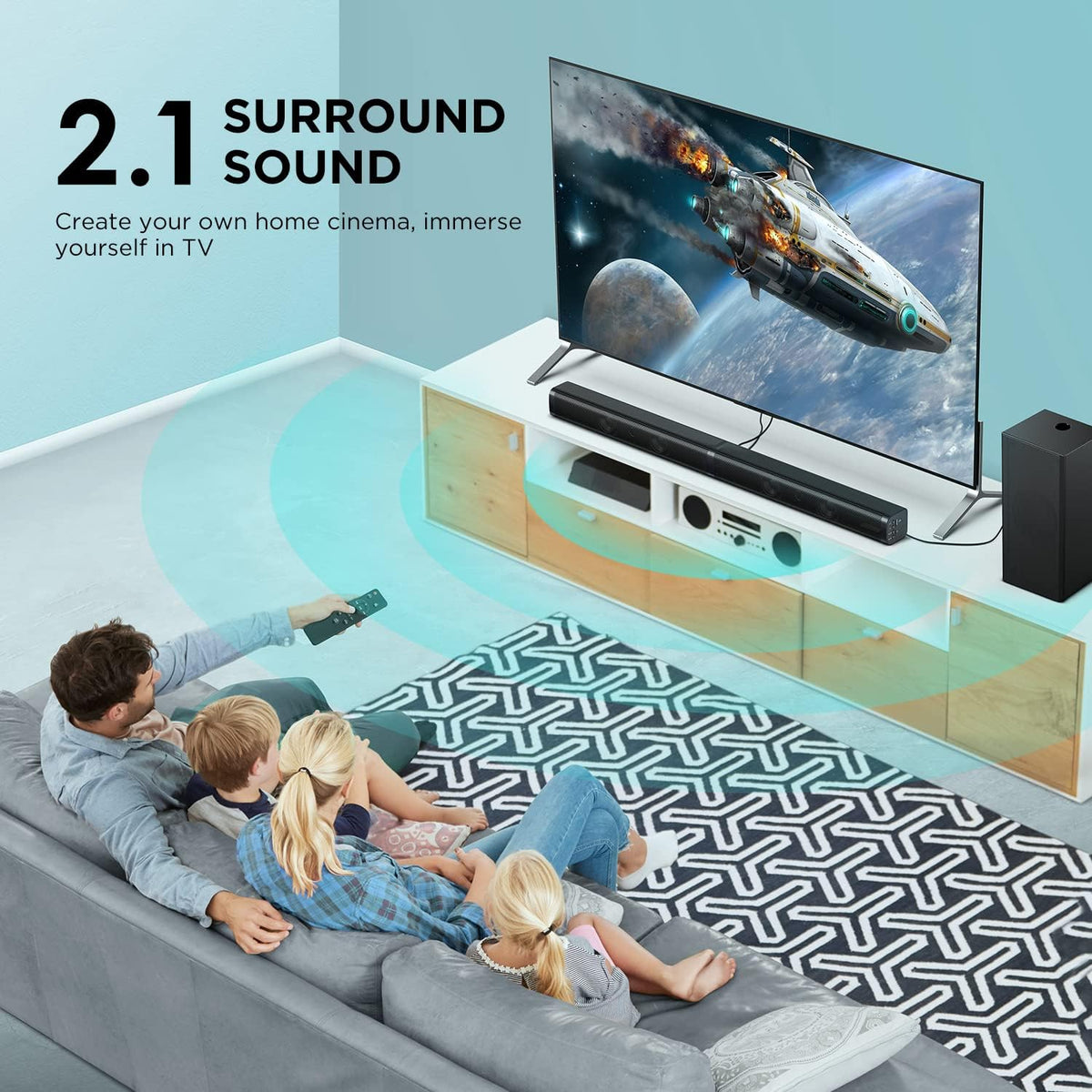 2.1 Slim Sound Bar with Subwoofer, Pack of 2 G945