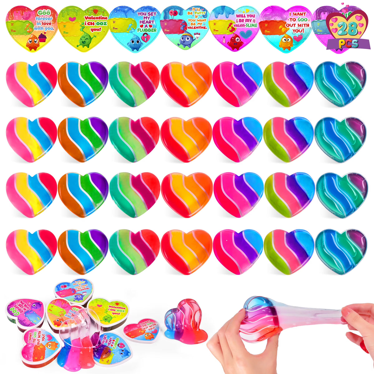 32Pcs DIY Slime Kit with Putty Colorful Rainbow Heart Slime Toys O179
