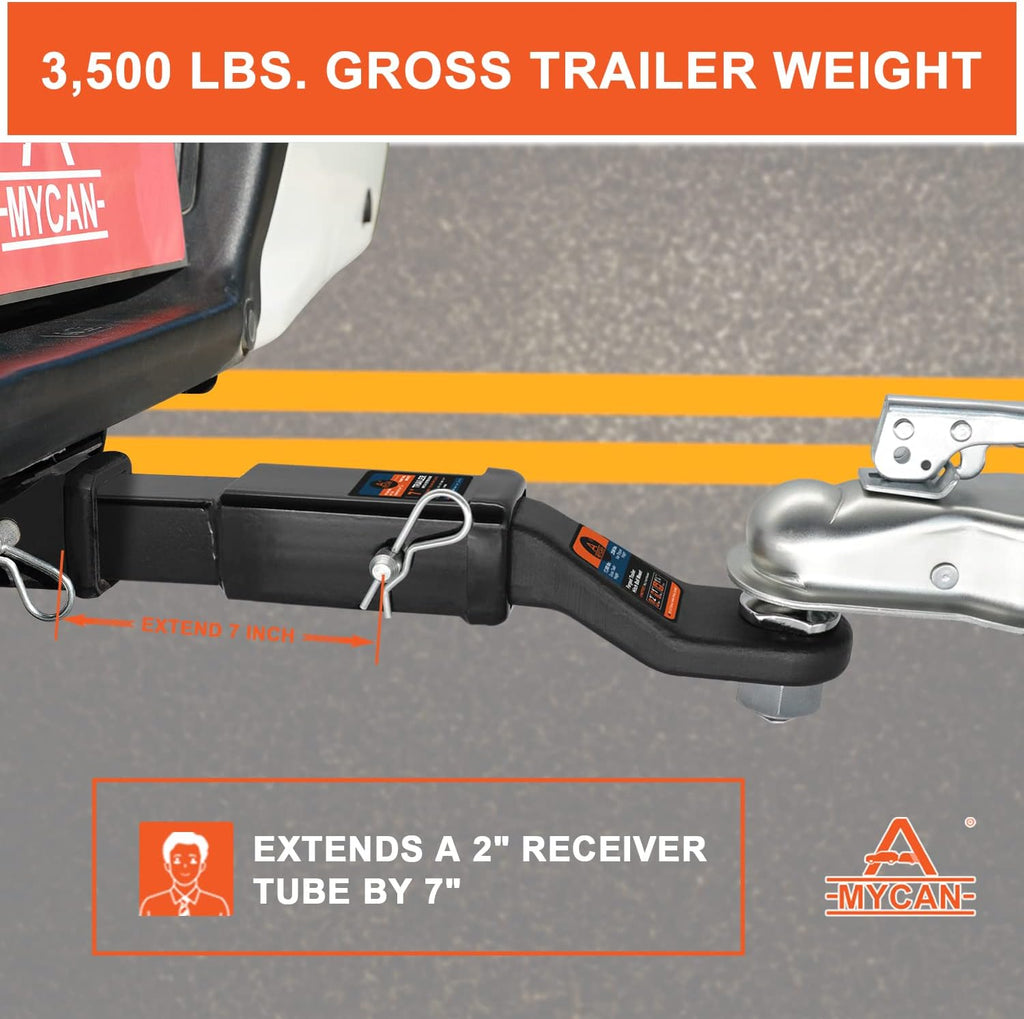 Hitch Extender 7 inch Trailer Extension for 2 inch Receiver Solid Shank 3500 lbs Pack of 2 D8261