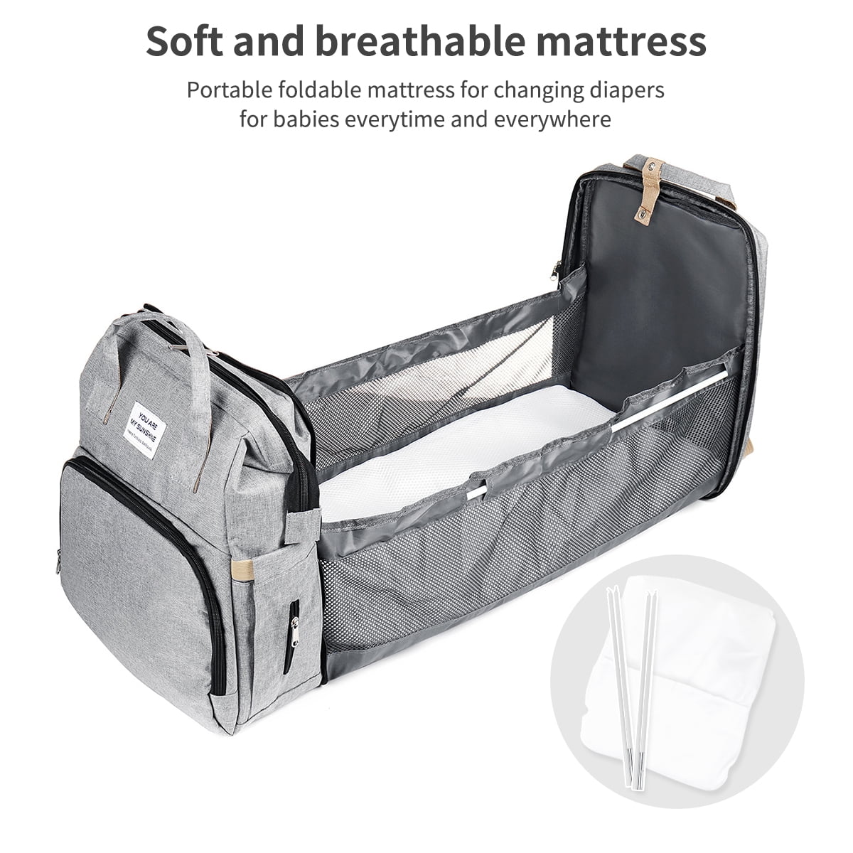 Waterproof 3 in 1 Diaper Bag Backpack with Changing Pad T754