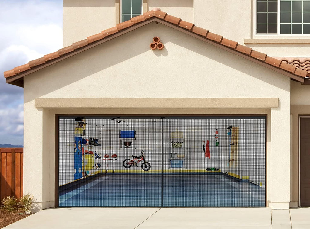 Black Fiberglass Mesh Garage Door Screen V92457