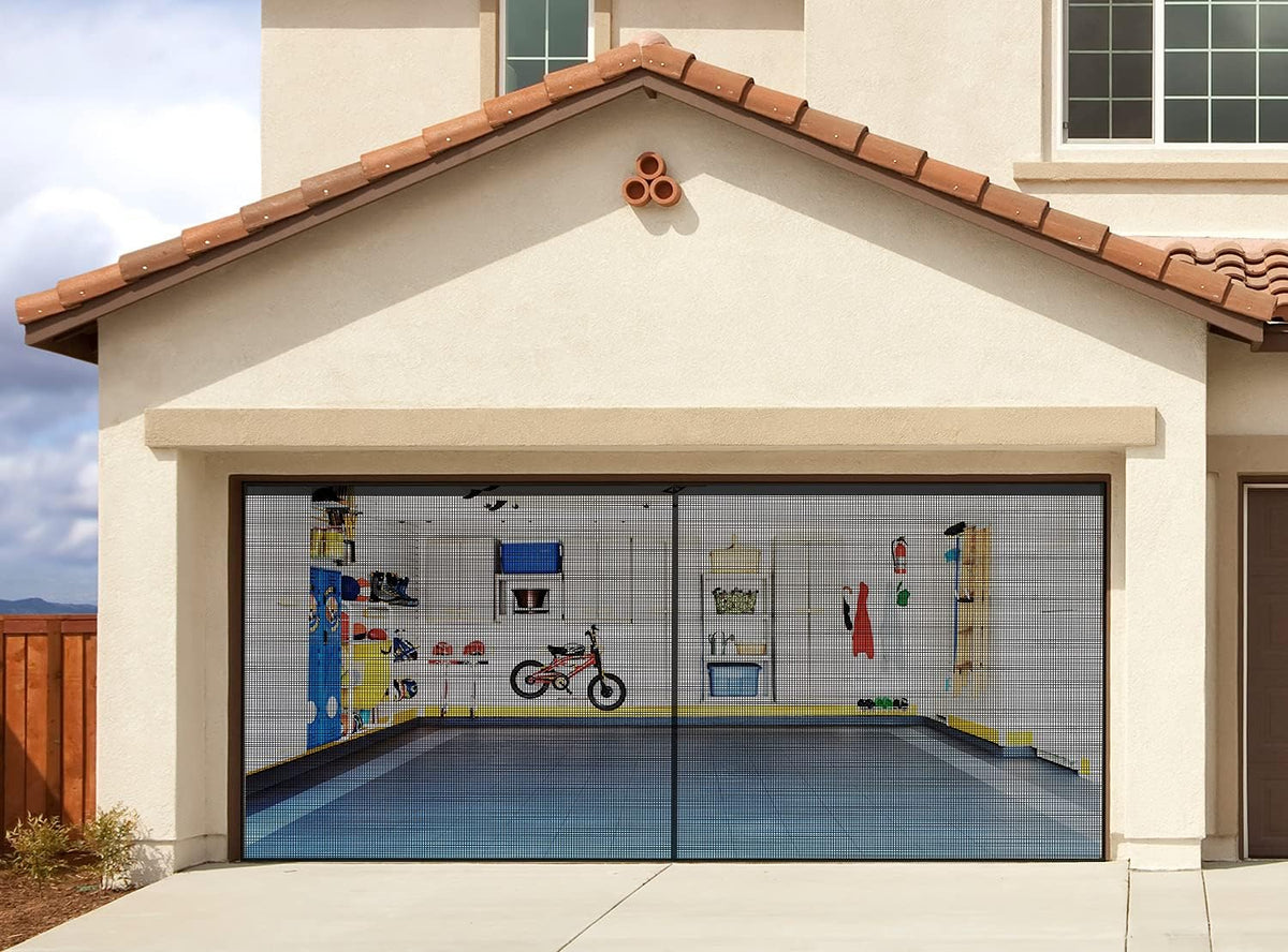 Black Fiberglass Mesh Garage Door Screen V92457