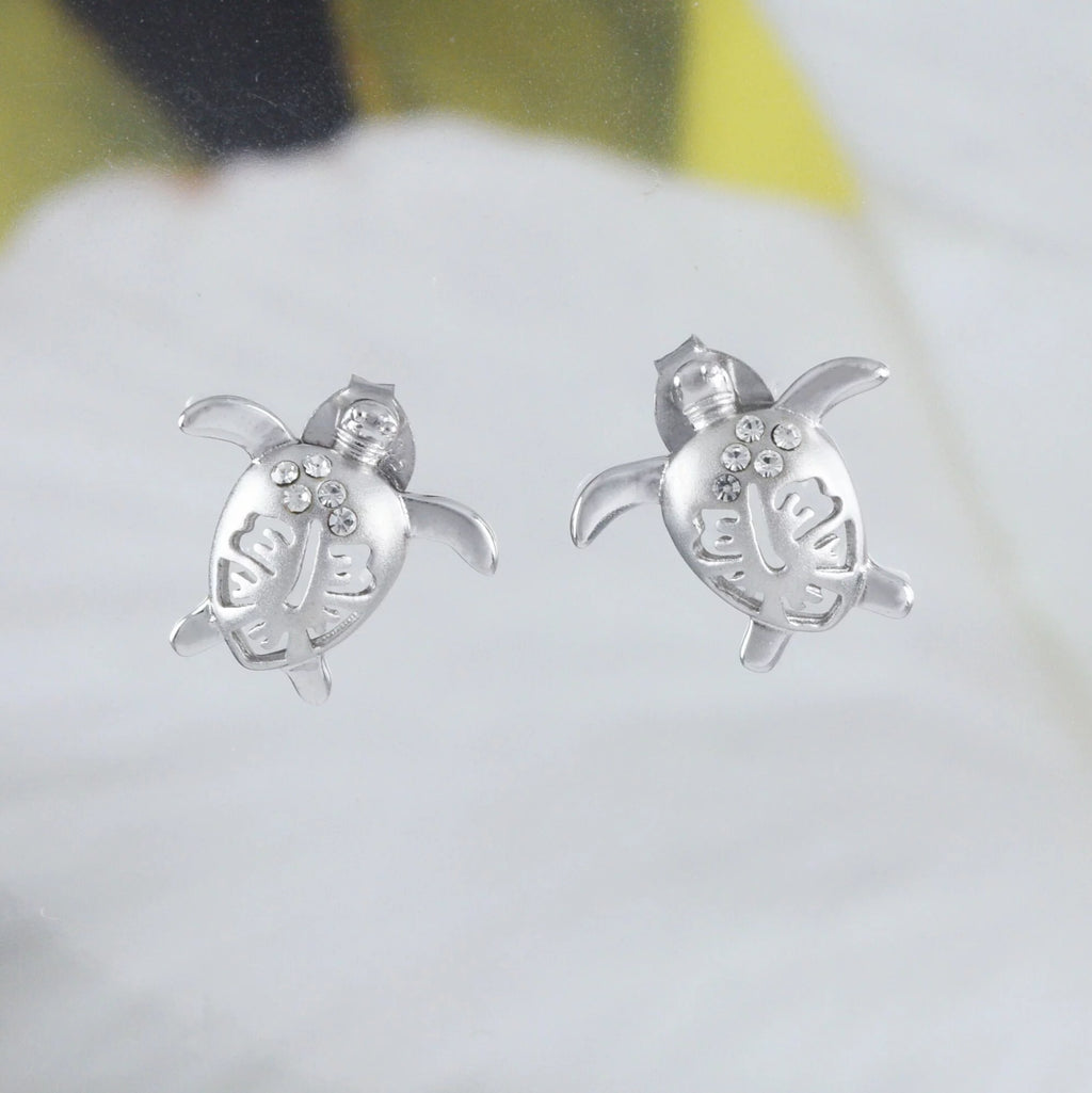 Sterling Silver Turtle Hibiscus Earring and Necklace E16977