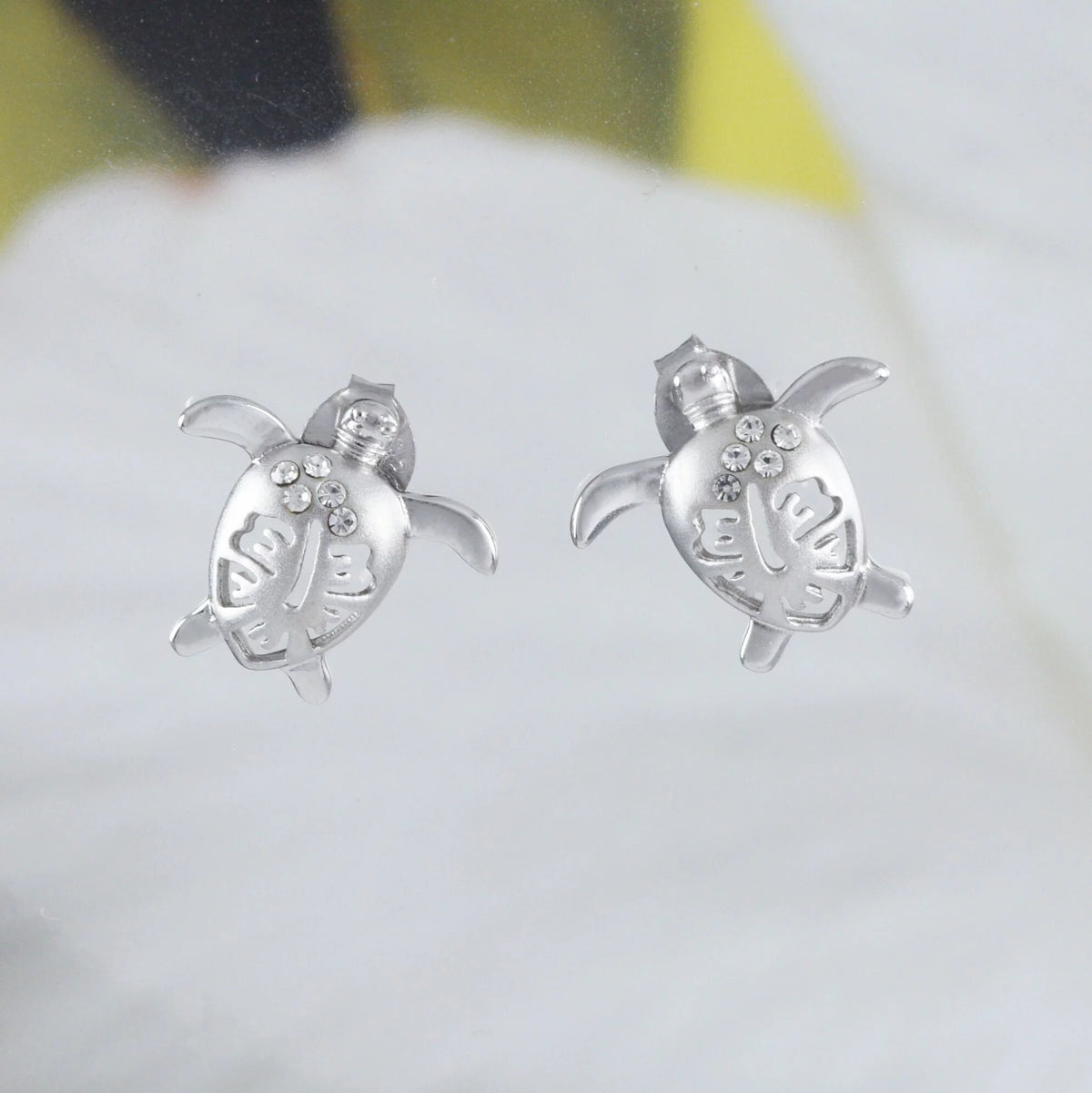 Sterling Silver Turtle Hibiscus Earring and Necklace E16977