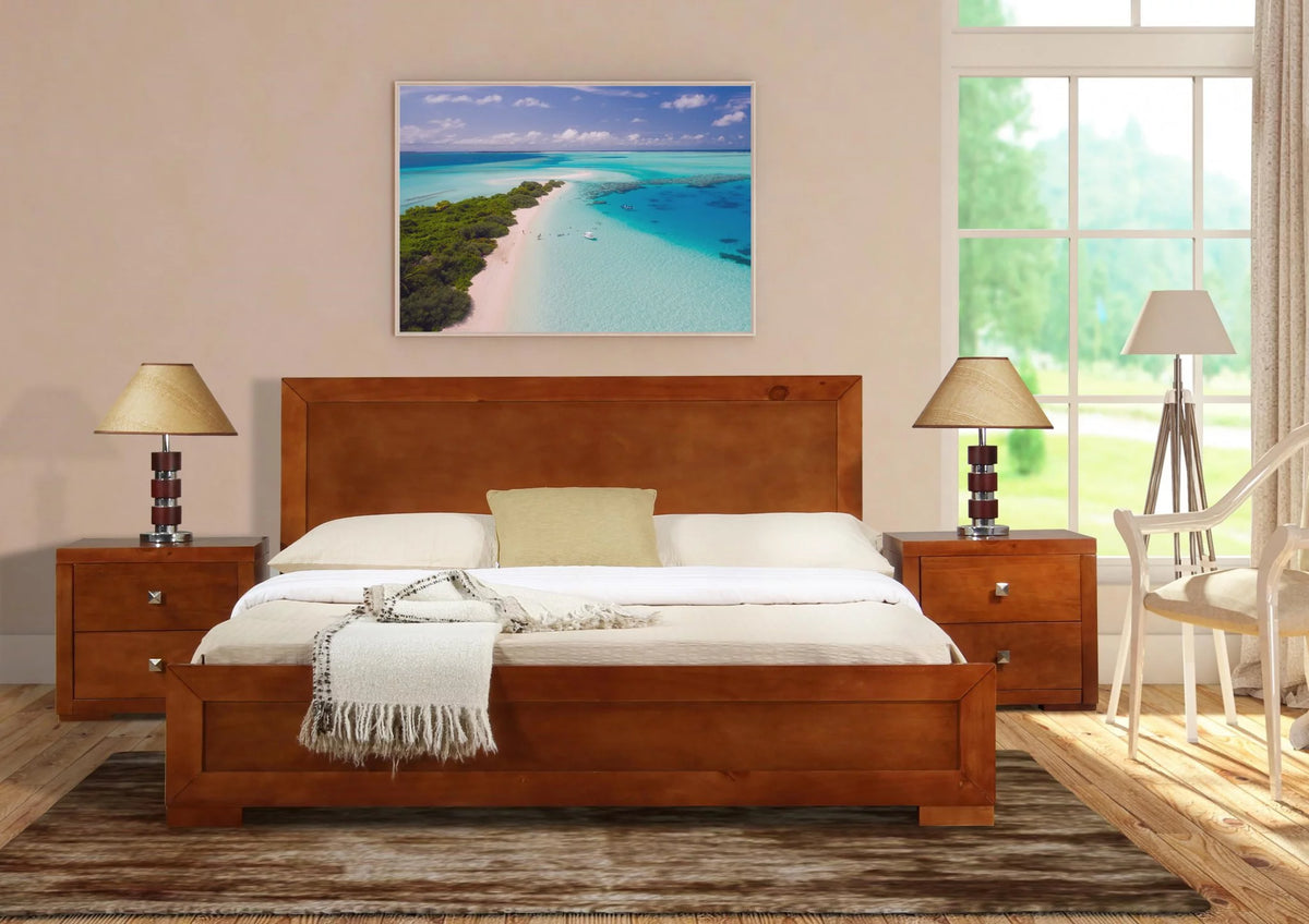 Cherry Wood Queen Size Platform Bed D69453