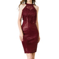 Sequin Fringe Sleeveless Party Dress B5057