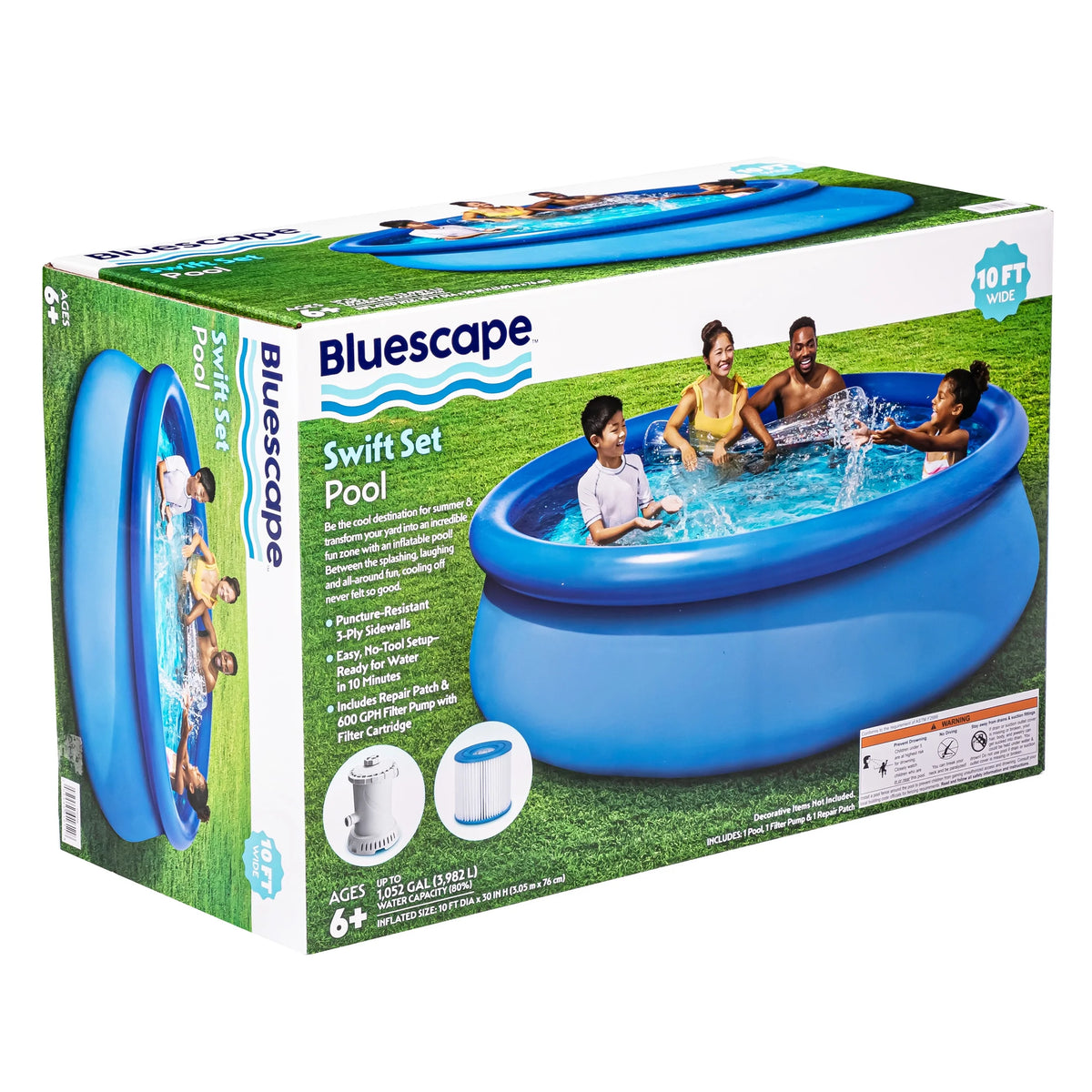 10ft Round Above Ground Ring Swimming Pool with Cartridge Filter Pump A2391