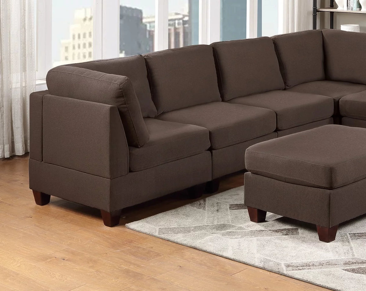 Black Linen Like Fabric Sectional 9pcs Set P875