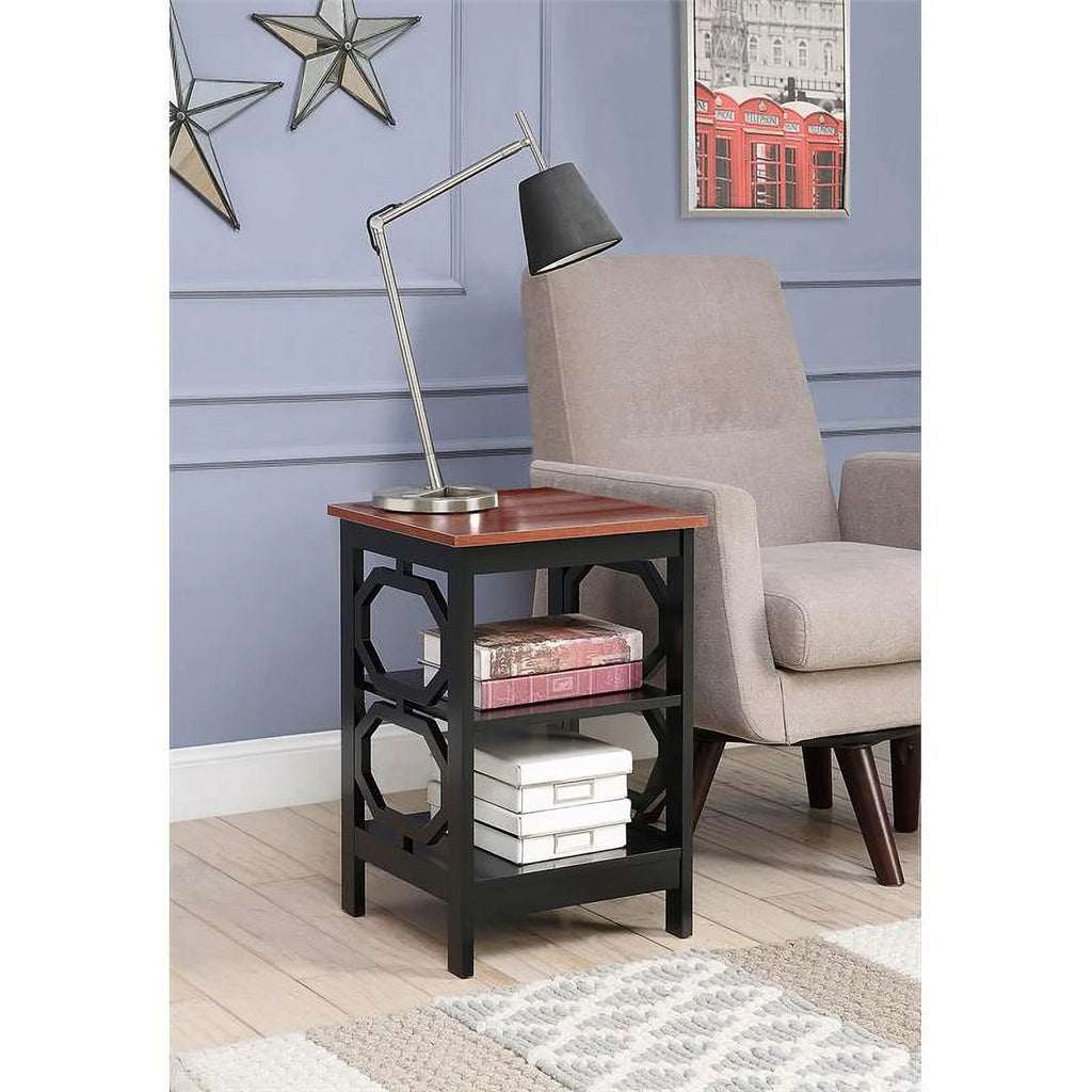 Cherry and Black Wood End Table S833360