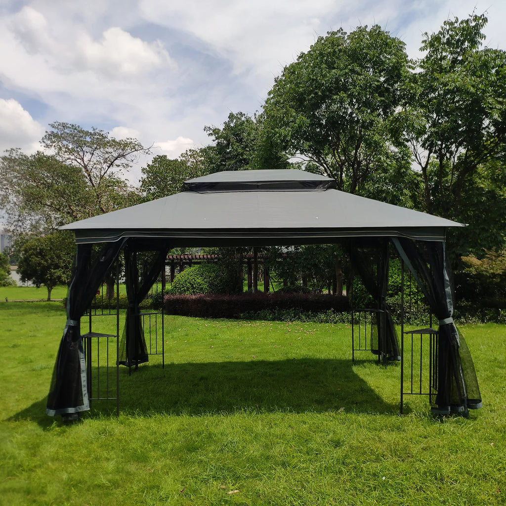 Gray Outdoor Patio Gazebo Canopy Tent with Mosquito Net Z464