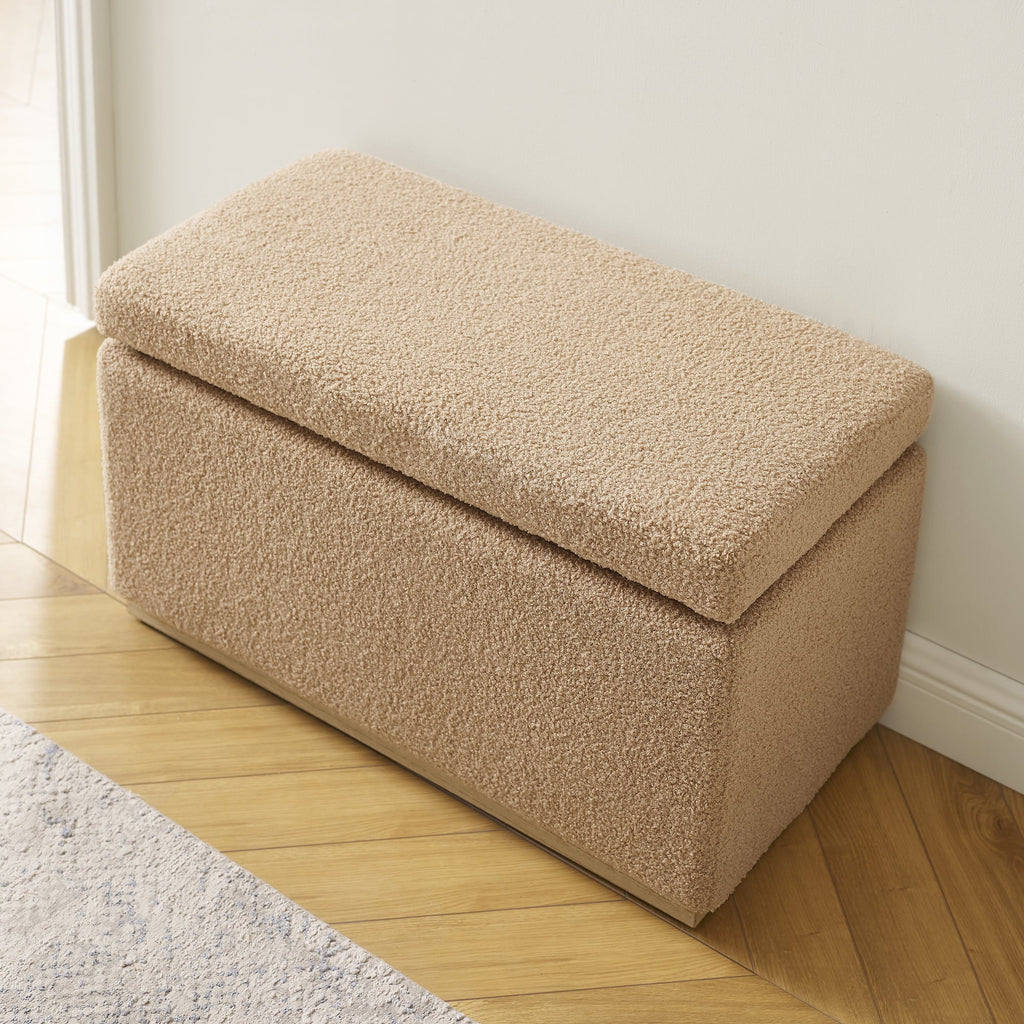 Tan Rectangle Storage Ottoman W4441